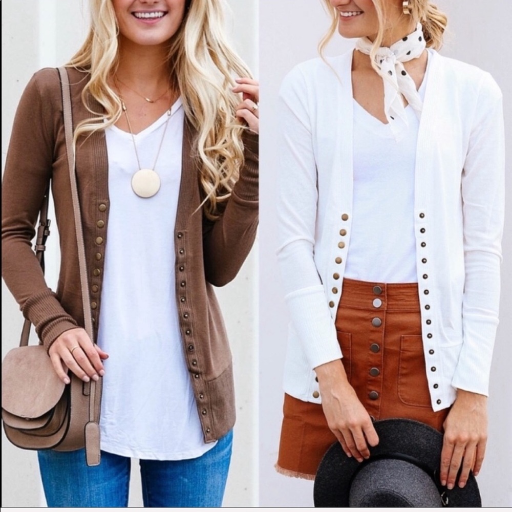 Fall Must Have Mocha Best selling snap cardigan - Picture 3 of 3